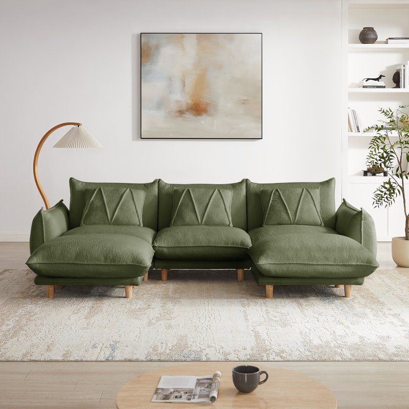 Oversized Modular Sectional Sofa 5 Piece U Shaped Deep Sectional Couches With High Density Memory Foam For Living Room With 2 Ottoman