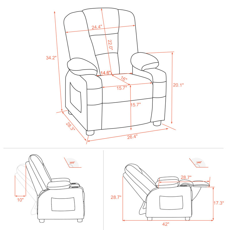 Whitson Children's Recliner Chair, Mint Green