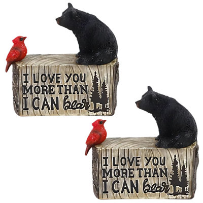 "2-PC Set" ICE ARMOUR 7 "Ours et cardinal sur bois Figurine Sculpture Sculpture Décoration d'ornement Maison / Chambre et Idées cadeaux parfaites pour la pendaison de crémaillère, les Fêtes et les Anniversaires