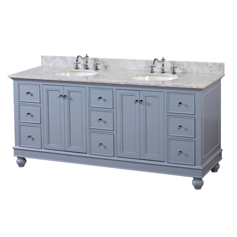 Bella 72'' Chocolate Double Bathroom Vanity with Carrara Marble Top