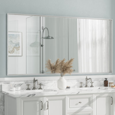 Aevar Tempered Glass and Aluminum Alloy Framed French Cleat Mounted Wall Mirror with 5-Year Warranty