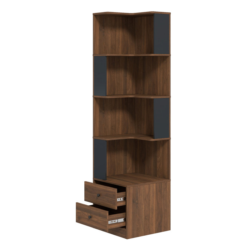 Bibliothèque de coin à 4 niveaux avec baffle