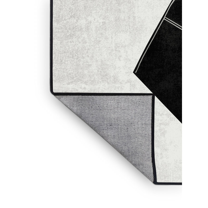 Machine Washable Buckland Modern Geometric Rug in Black – Black Binding, 2x3