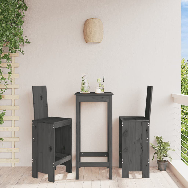 Morrigun Solid Wood Counter Stool, Grey