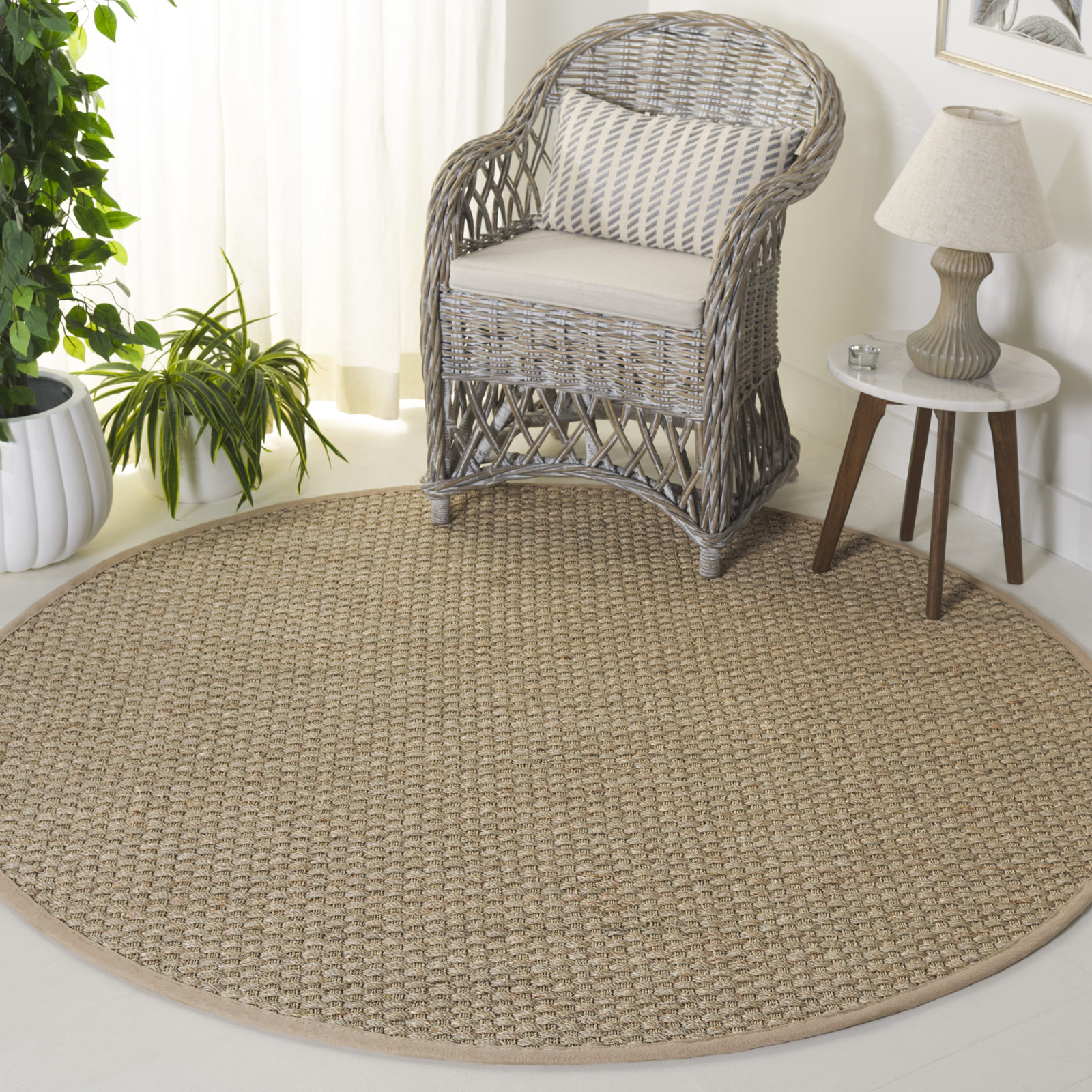 Brookhaven Natural Beige Seagrass Rug, Round 11'