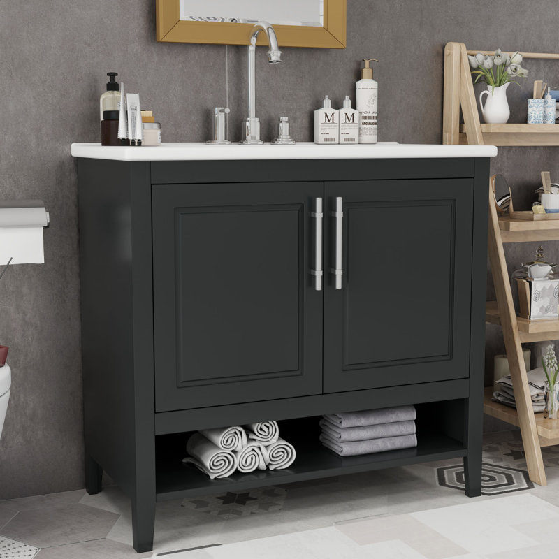 Meuble-lavabo simple 36 po avec plateau en céramique Altura