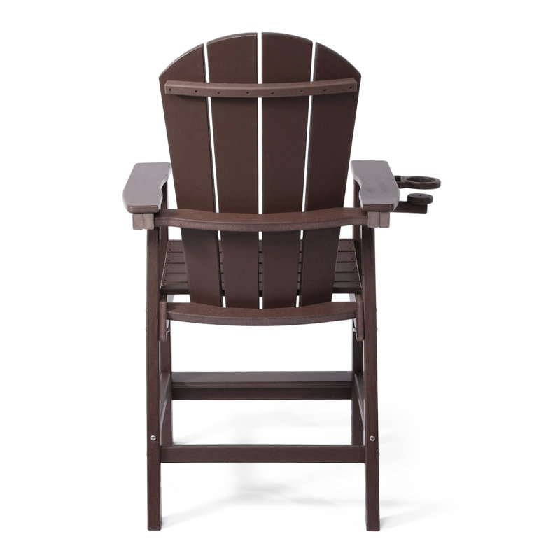 Chaise de comptoir Adirondack avec porte-gobelet, Dark Brown, 24.25"