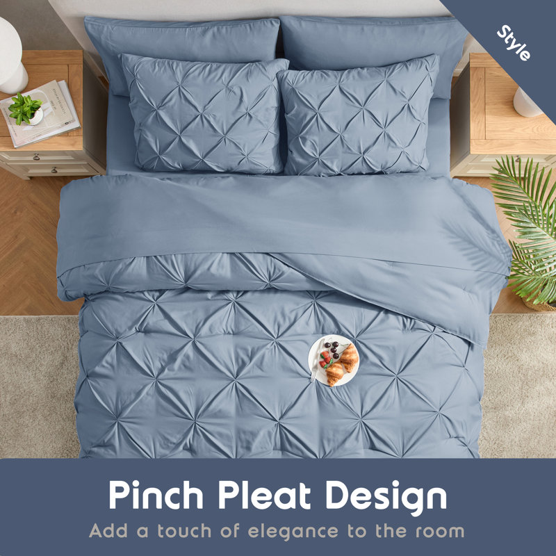 Stone Blue Queen Reversible Microfiber Bed in a Bag Set