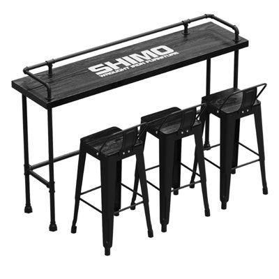 Karlsen 3 - Person Solid Wood Top Trestle Dining Set