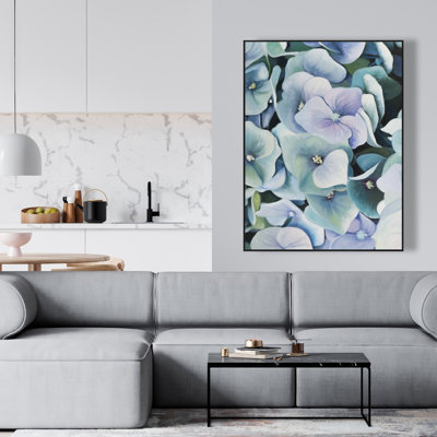 Hydrangea Plant - Green Rustic Framed Canvas for Home Decor