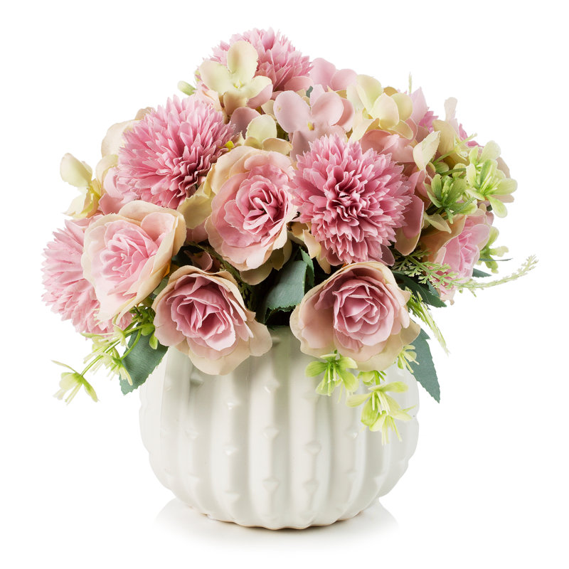 Arrangement floral mixte en pot, Mauve