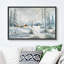 «Winter Village Rustic Snow Pine Tree Country Scenery Landscape Decor», reproduction d'art sur toile encadrée-107117945-107117947