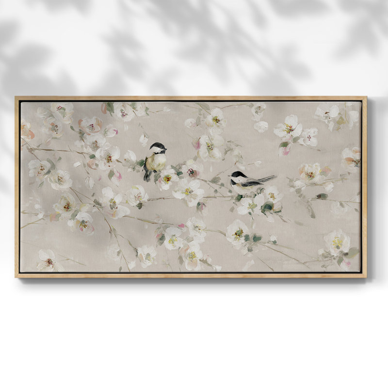 Sweet Song of Spring - Toile tendue avec châssis encadré - Prêt à être accroché, Naturel, H 21 po x l 41 po