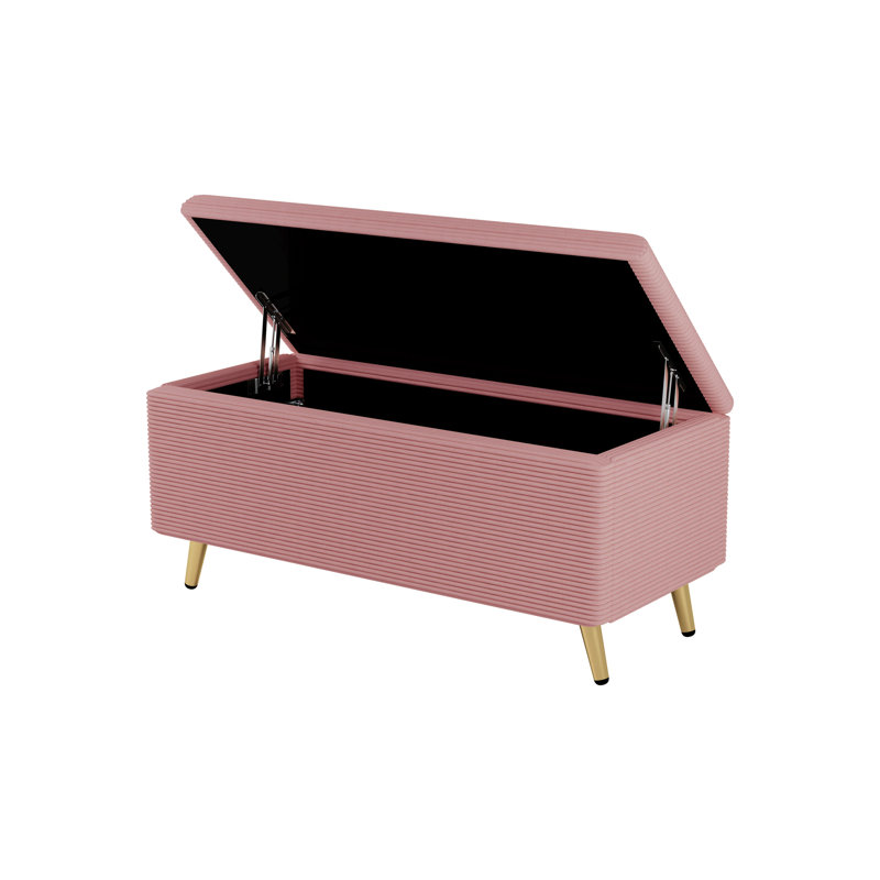 Banc de rangement rembourré Genina, Rose