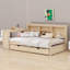 Lit de jour multifonctionnel en bois avec tiroirs de rangement, bureau intégré, port de charge et tablettes-1409385374
