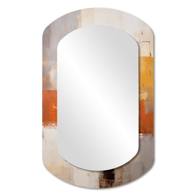 Serenity déconstruit cubiste orange - Art abstrait en métal - Miroir mural moderne et irrégulier