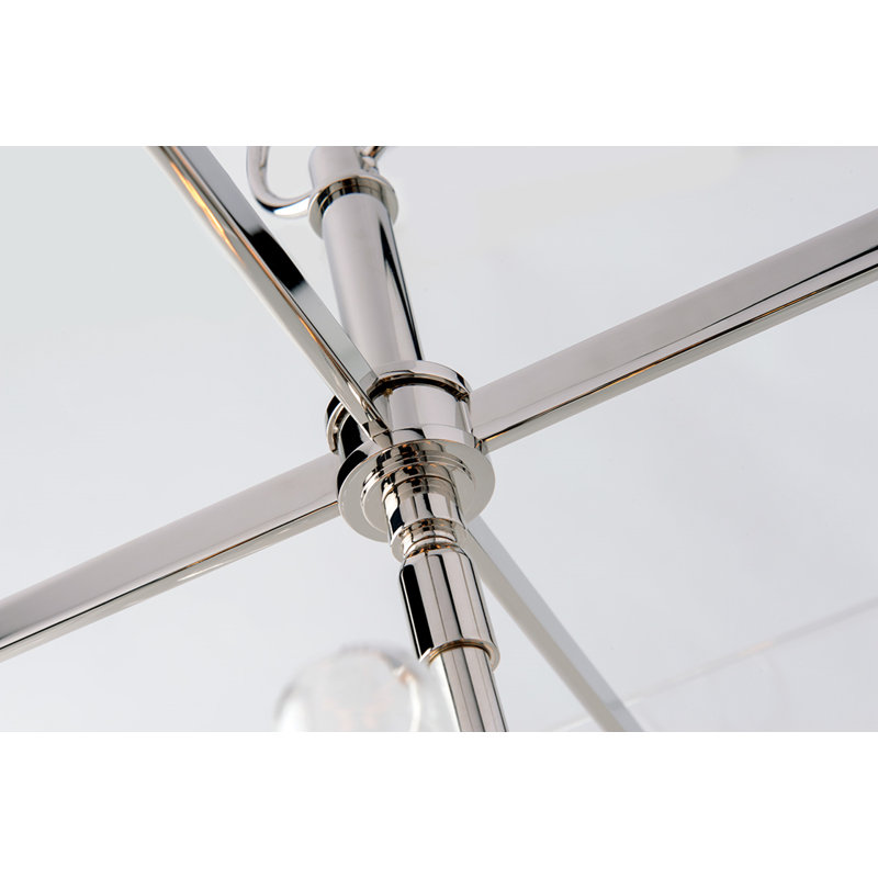 Luminaire suspendu carré à 4 lumières Travis, Nickel poli