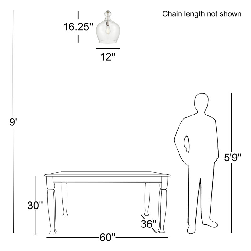 1 - Light Kitchen Island Pendant, Brushed Nickel