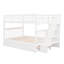 Lit superposé d'escalier de chambre à coucher blanc - lit double avec lit gigogne simple et unité blanche, rangement supplémentaire-273319007
