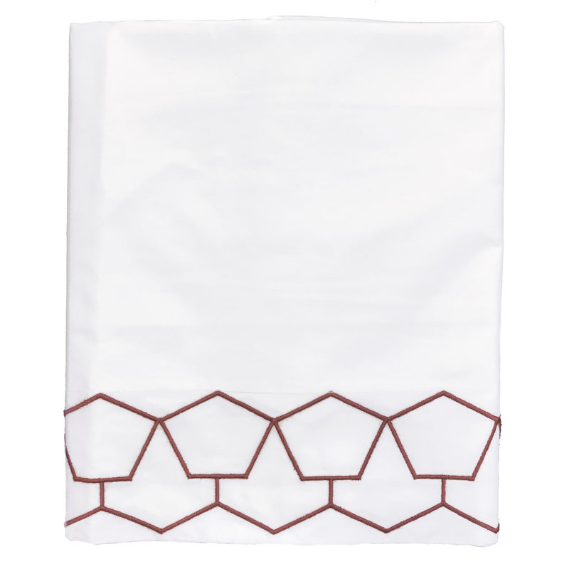 Commune Flat Sheet, King Flat Sheet, Brick/White