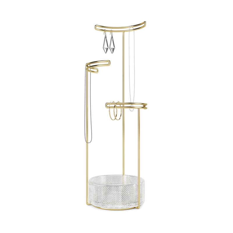 Tesora Gold and Glass Polished Jewelry Stand