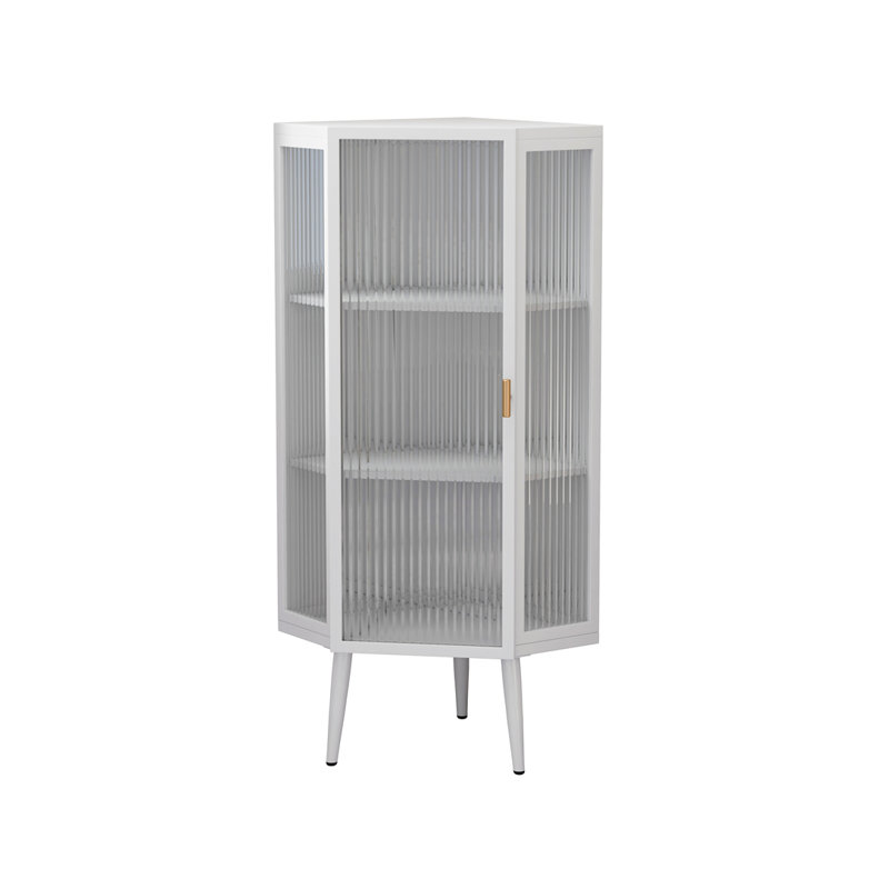 Armoire à portes en verre 3 tablettes et tablettes de rangement, Blanc