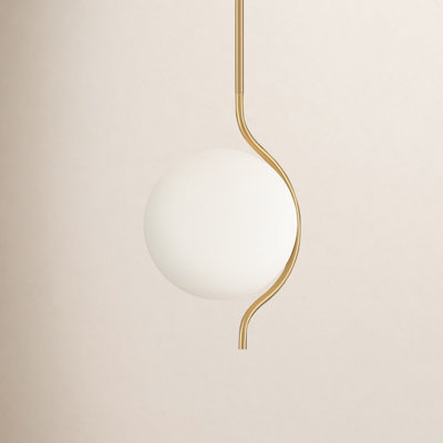 Curved Line Globe Pendant with White Jade Glass
