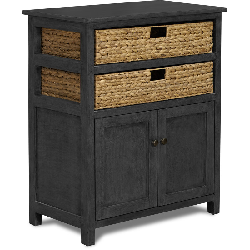 Armoire de rangement avec 2 paniers en osier ClickDecor Nelson