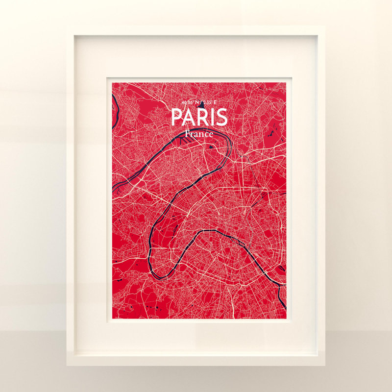 Paris City Map in Nautical 1 Piece Wall Art, 20cm H x 16cm W x 0.05cm D