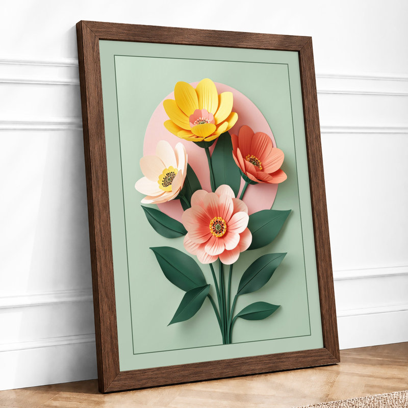 Blooming Paper Garden Botanical - Framed Print, A2 - 59.4 x 42.0 cm, Walnut