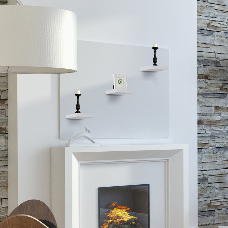 Tablettes flottantes carrées 9 "avec supports invisibles Sorbus, Blanc