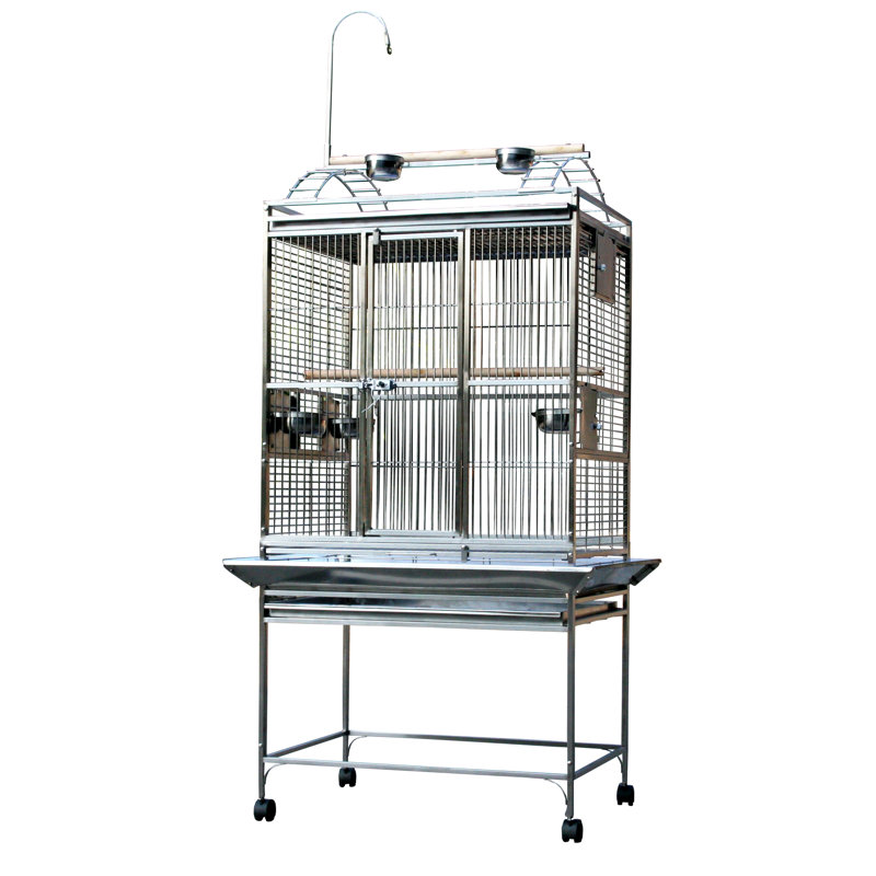 Grande cage de jeu en acier inoxydable, 66" H x 32" W x 23" D