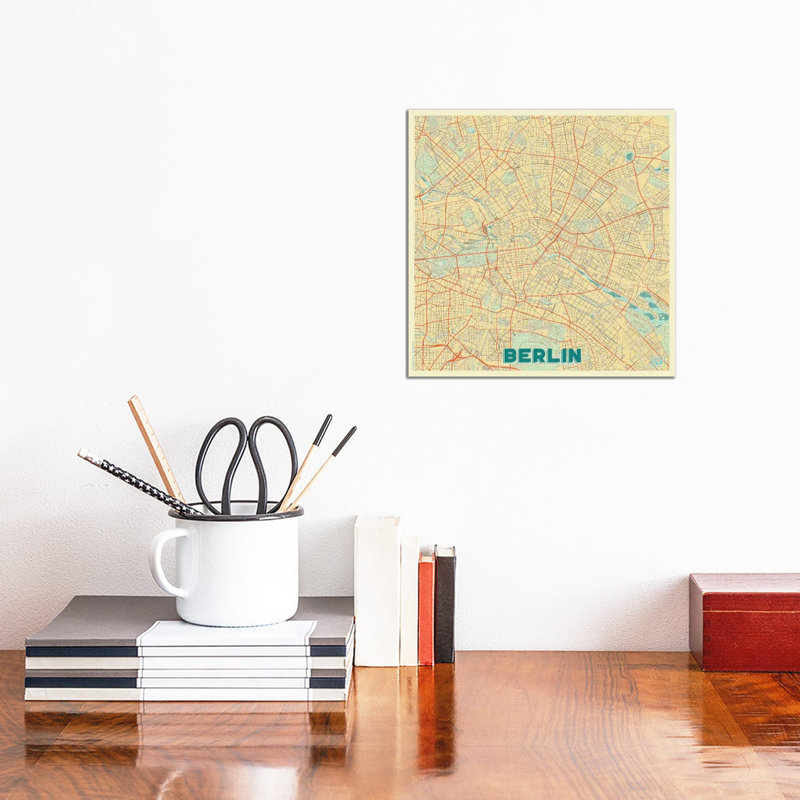 Berlin Retro Urban Blueprint Map by Hubert Roguski - Wrapped Canvas Print, 30.48 cm H x 30.48 cm W