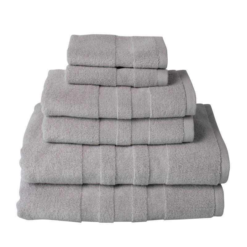 Glasco 6 Piece Set Turkish Cotton Bath Towel, Grey