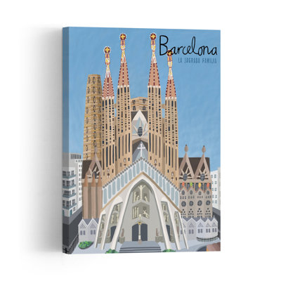 Barcelona Sagrada Familia Abstract Contemporary Architecture City Wall Art Print 1 Piece Wrapped Canvas Wall Art