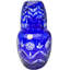 Ensemble de carafe et de verre coupés à la main en cristal bleu Mid Mid Century Century - 2 pièces