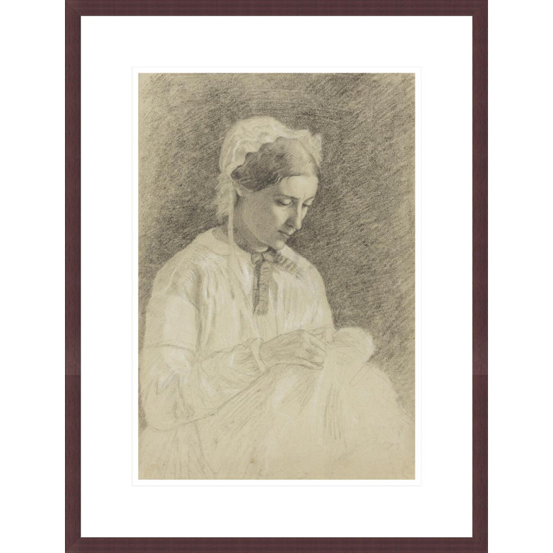 «Woman Embroidering» par Edgar Degas, impression giclée encadrée, H 21,75 po x l 16,65 po