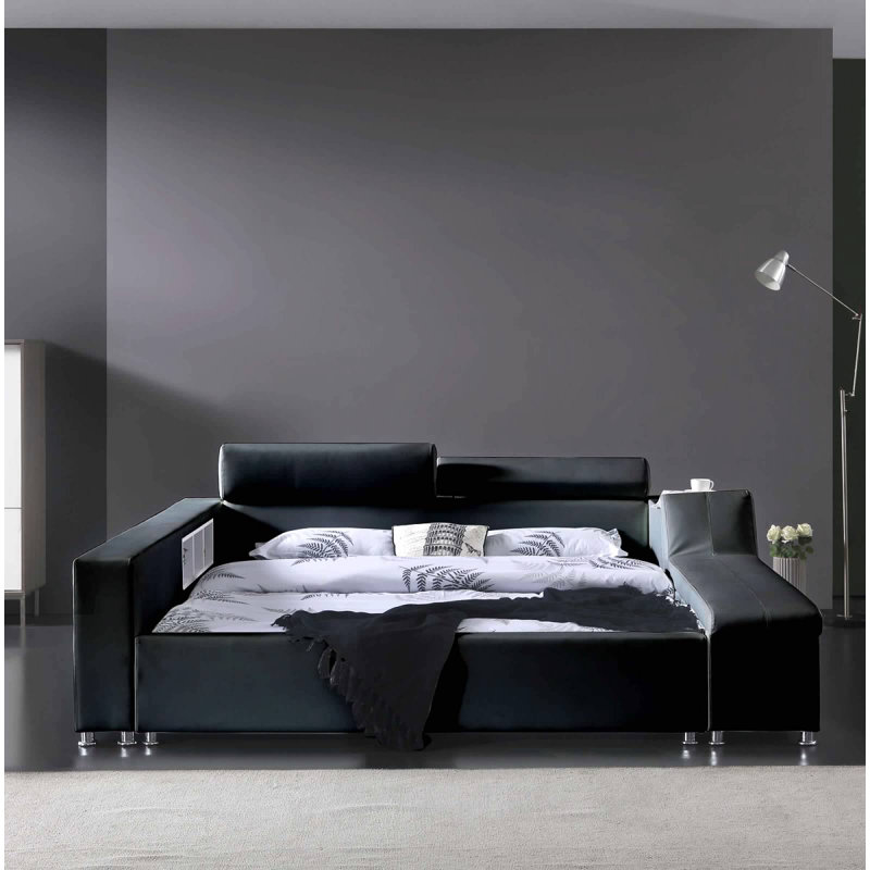 Waylen Upholstered Platform Storage Bed, Black, King
