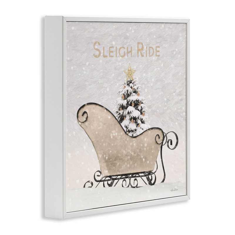 «Sleigh Ride Winter Scene» par Lori Deiter, H 12 po x l 12 po x P 1,5 po, Giclée encadrée blanc bord de mer