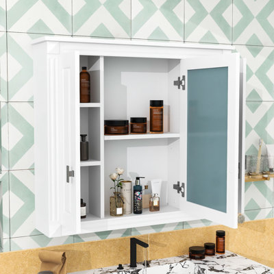 Armoire de salle de bain murale avec tablettes et rangement