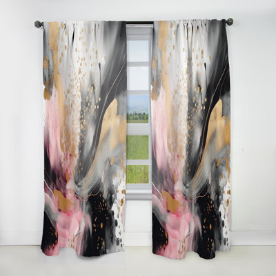 Rideau moderne texturé or rose Splash Marble III - velours obscurcissant - 1 panneau