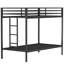 Lit simple en métal au-dessus d'un lit superposé noir - Espace, bruit, s'adapte aux matelas standard, installation rapide, réversible, sécurité idéale pour les petites pièces, installation silencieuse