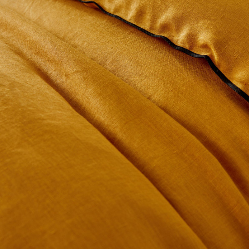 Dziedzic 100% Linen Solid Colour Duvet Cover, Ochre