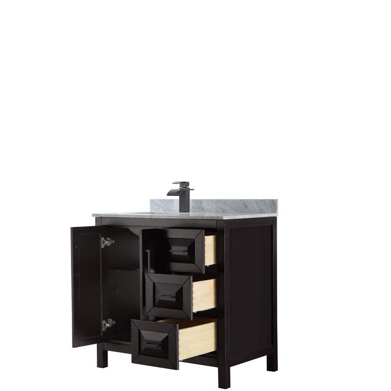 Daria 36'' Single Bathroom Vanity with Marble Top, Dark Espresso, Matte Black