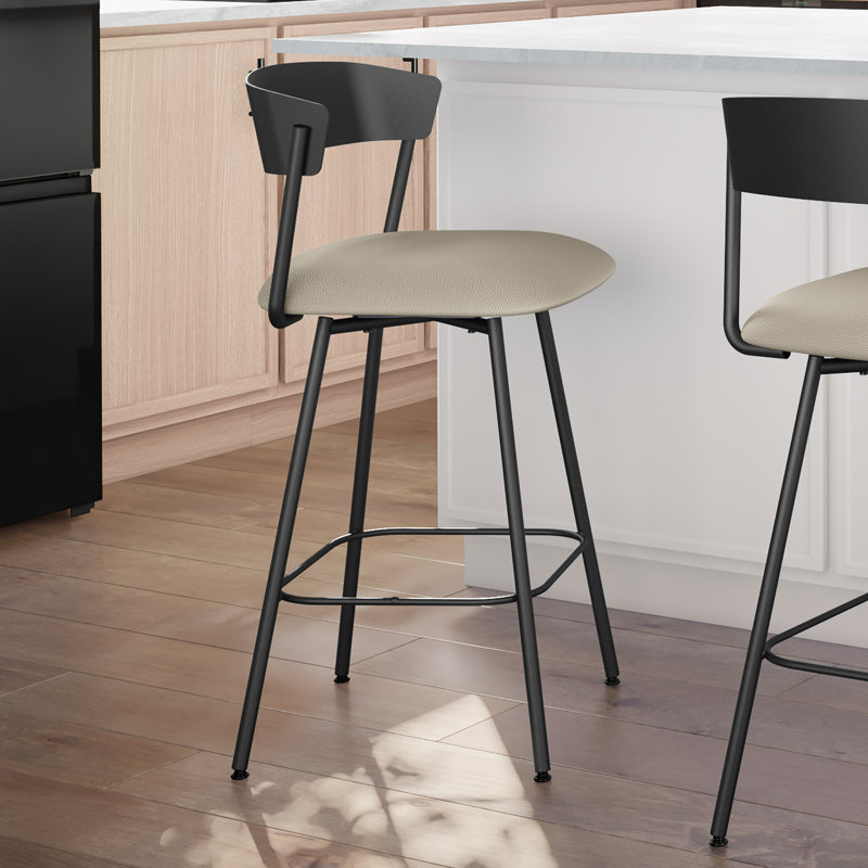 Tabouret de bar et de comptoir pivotant Analeesa, Similicuir - grège, Tabouret de bar (siège d'une hauteur de 30 po)