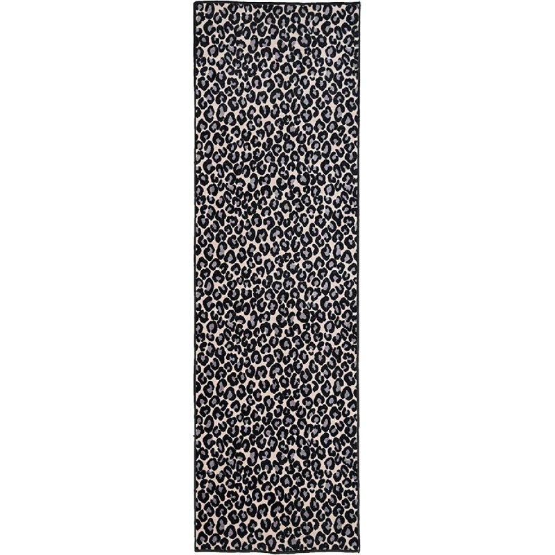 Tapis noir / gris à imprimé animal, Tapis de couloir 6 pi x 16 pi