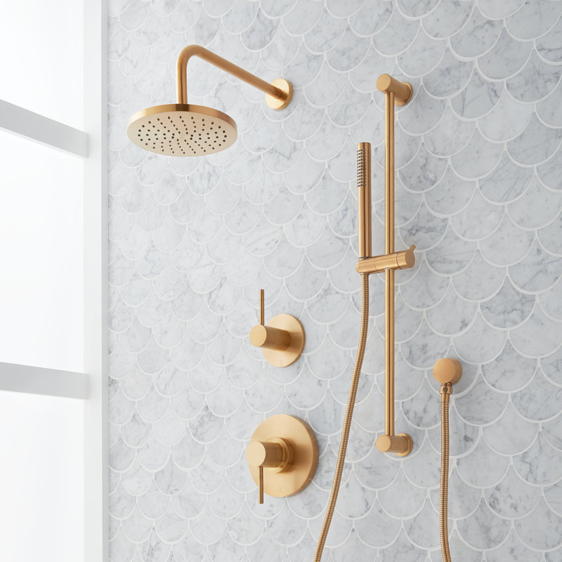 Système de douche à pression équilibrée avec barre coulissante et douche à main Lexia, Brushed Gold