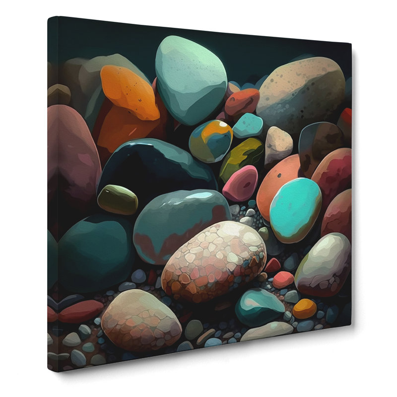 Pebbles Gestural Art - Wrapped Canvas, 50cm H x 50cm W x 3cm D