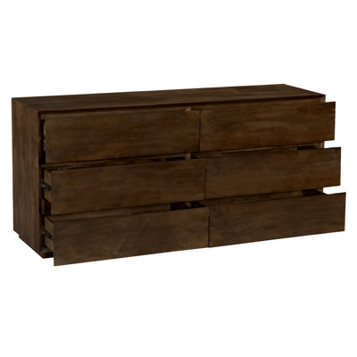 Commode à 6 tiroirs Flagstaff au fini brun barista moderne sur bois massif