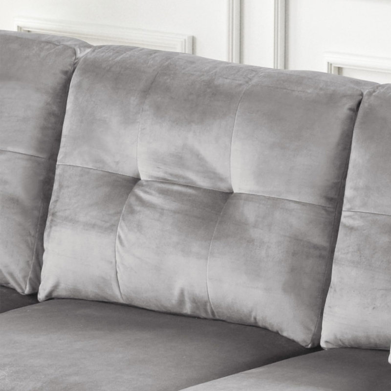 Canapé modulaire en velours réversible avec lumière DEL et coussins décoratifs, gris